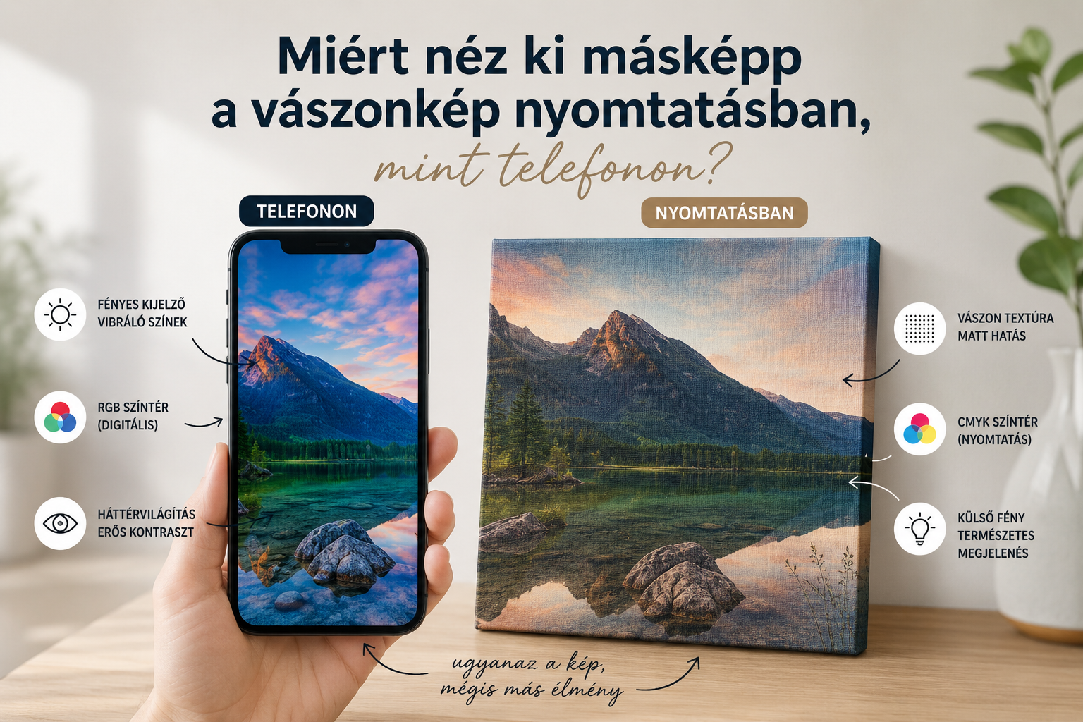 Miért néz ki másképp a vászonkép nyomtatásban, mint telefonon?