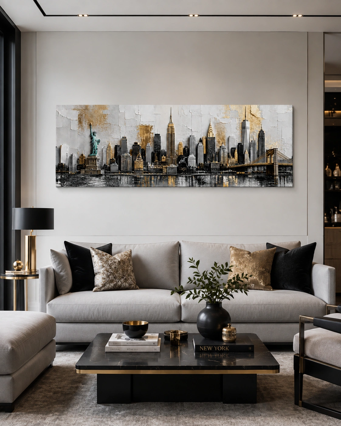 New York Sziluett - Vászonkép  enteriőrben