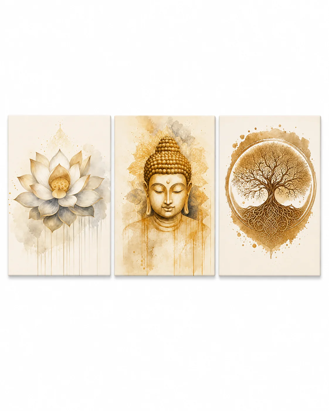 Spirituális Harmónia – 3 Részes Buddha Vászonkép