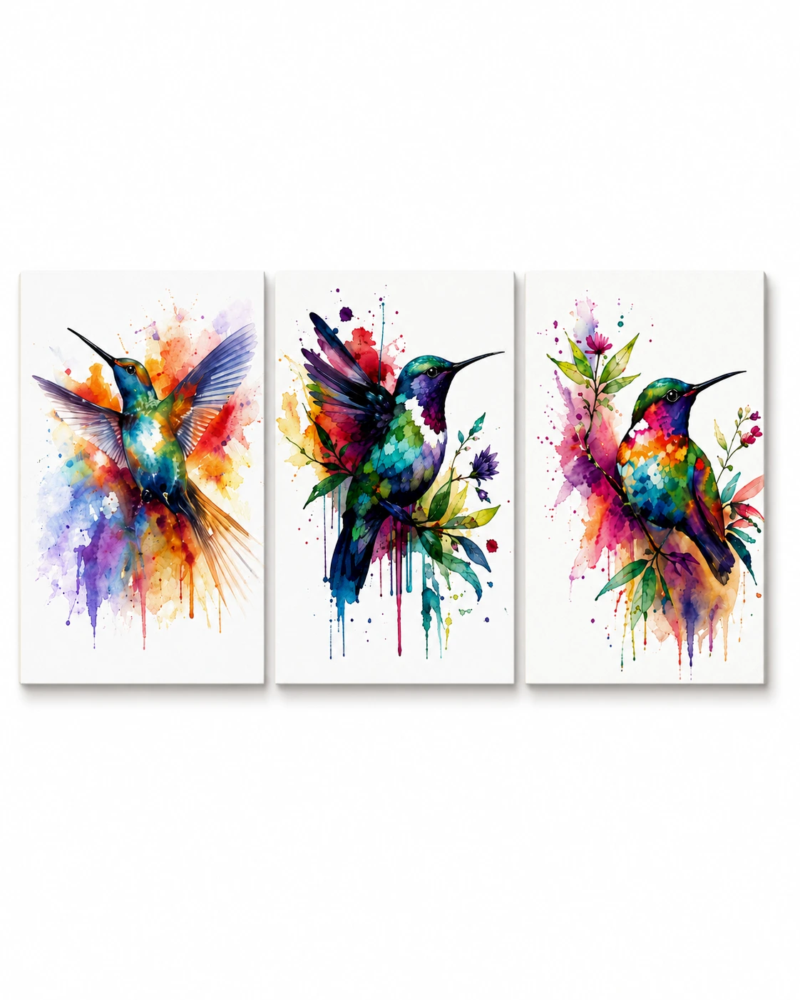 Színes Kolibri - 3 Részes Vászonkép
